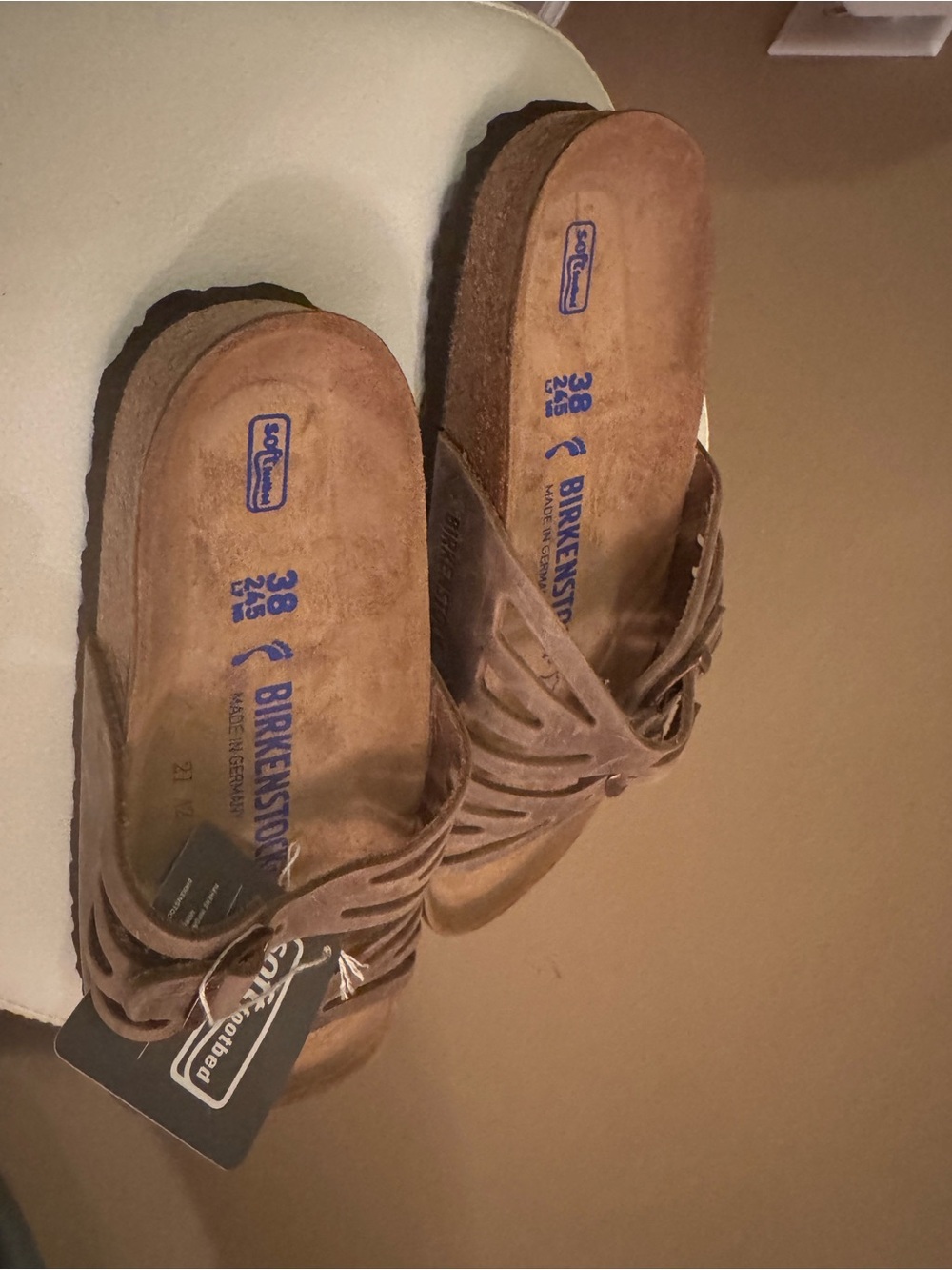 Birkenstock Suede Slide Sandals in Brown new - Picture 6 of 6
